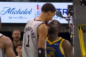 这球没算~文班空接暴扣对着追梦怒吼庆祝 追梦回喷双方小冲突