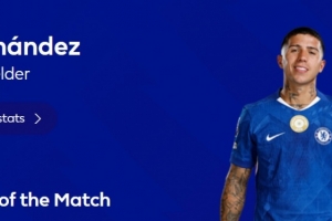 破门锁定胜局，英超官方：恩佐当选切尔西2-0伯恩利全场最佳